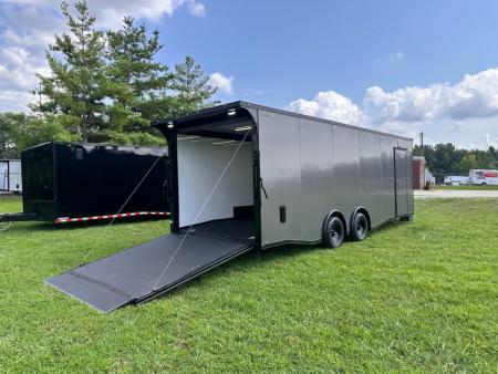 New 2026 Luxe 8.5x24 Racing Trailer Finished Interior- 5200 Tandem Axle-Charcoal-Blackout