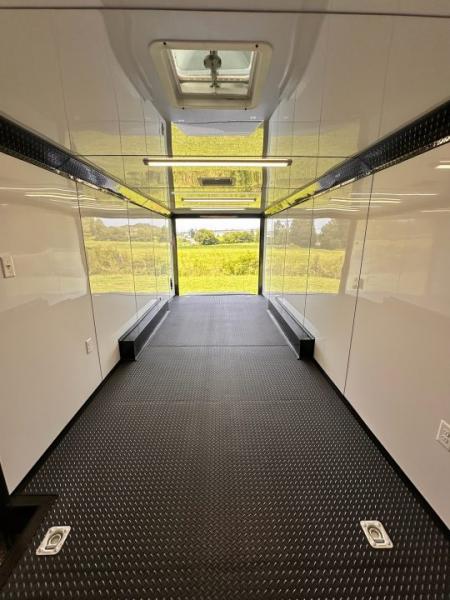 New 2026 Luxe 8.5x24 Racing Trailer Finished Interior- 5200 Tandem Axle-Charcoal-Blackout