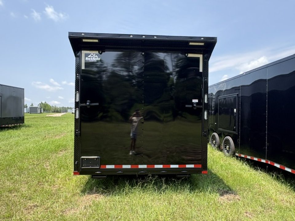 New 2027 Rock Solid Cargo 8.5x36 Triple Axle Enclosed Car Hauler – Black Polycore | Super Stealth Blackout Edition