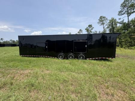 New 2027 Rock Solid Cargo 8.5x36 Triple Axle Enclosed Car Hauler – Black Polycore | Super Stealth Blackout Edition