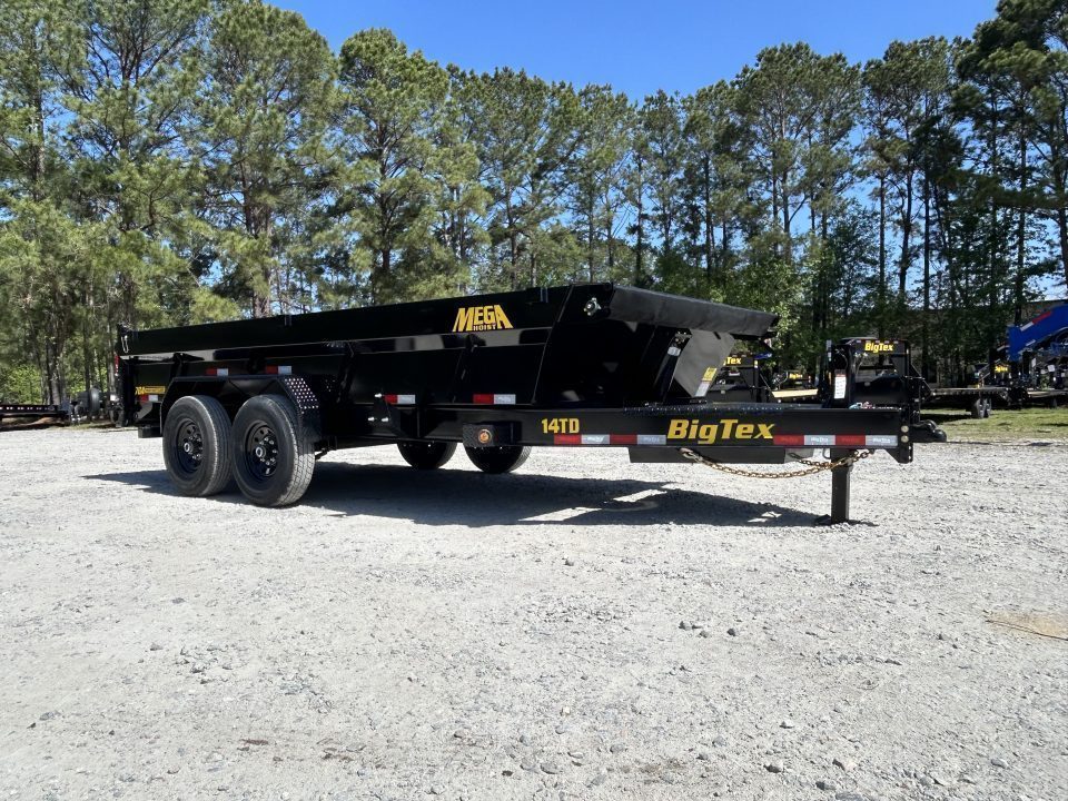 New 2027 Big Tex 14TD Dump Trailer, 7x16 6 stage telescopic 7 gauge floor comb gate tarp, ramps, and stabilizer feet included
