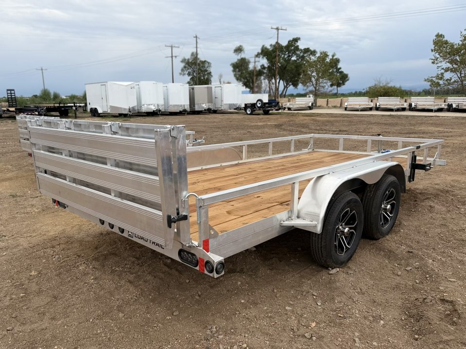 New 2027 Load Trail 7-16 Tandem Axle Aluminum Ramp Gate Gate Utility W/ Bi-Fold Gate 7K GVWR(WEIGHT) Flatbed Trailer
