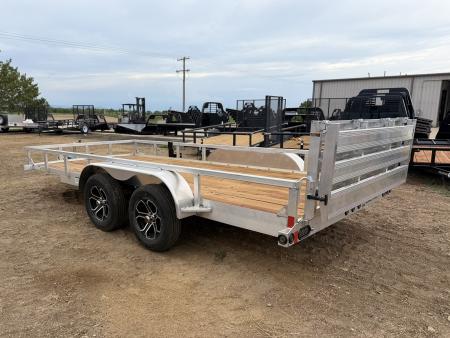 New 2027 Load Trail 7-16 Tandem Axle Aluminum Ramp Gate Gate Utility W/ Bi-Fold Gate 7K GVWR(WEIGHT) Flatbed Trailer