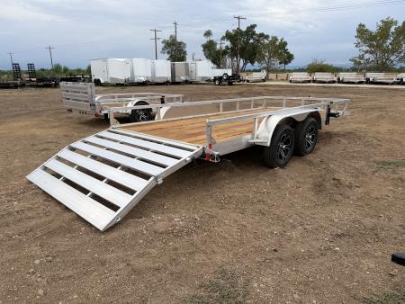 New 2027 Load Trail 7-16 Tandem Axle Aluminum Ramp Gate Gate Utility W/ Bi-Fold Gate 7K GVWR(WEIGHT) Flatbed Trailer
