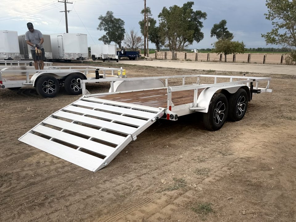 New 2027 Load Trail 7-14 Tandem Axle Aluminum Ramp Gate Utility W/ Bi-Fold Gate 7K GVWR