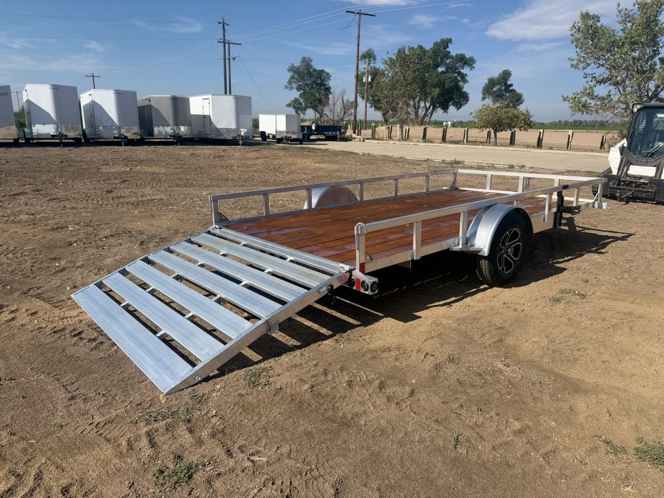 New 2027 Load Trail 7-14 Aluminum Ramp Gate Utility W/ Bi-Fold Gate 3K GVWR