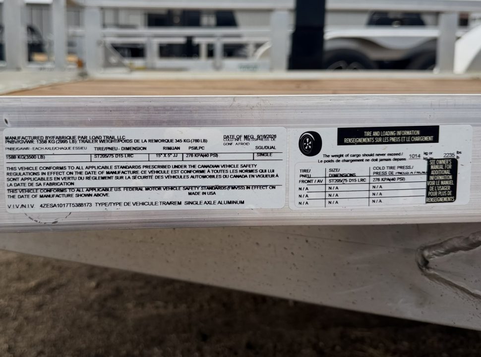 New 2026 Load Trail 5.5-10 Aluminum Ramp Gate Utility W/ Bi-Fold Gate 3K GVWR Flatbed Trailer