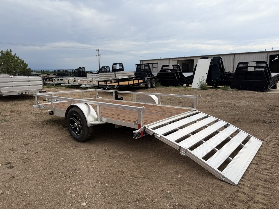 New 2026 Load Trail 5.5-10 Aluminum Ramp Gate Utility W/ Bi-Fold Gate 3K GVWR Flatbed Trailer