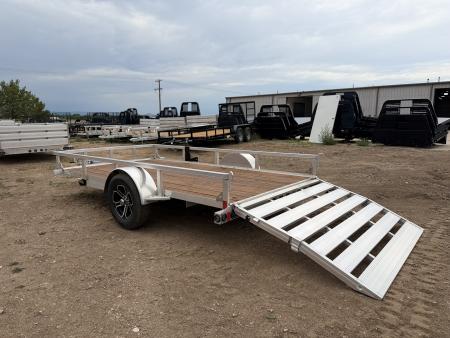 New 2026 Load Trail 5.5-10 Aluminum Ramp Gate Utility W/ Bi-Fold Gate 3K GVWR Flatbed Trailer