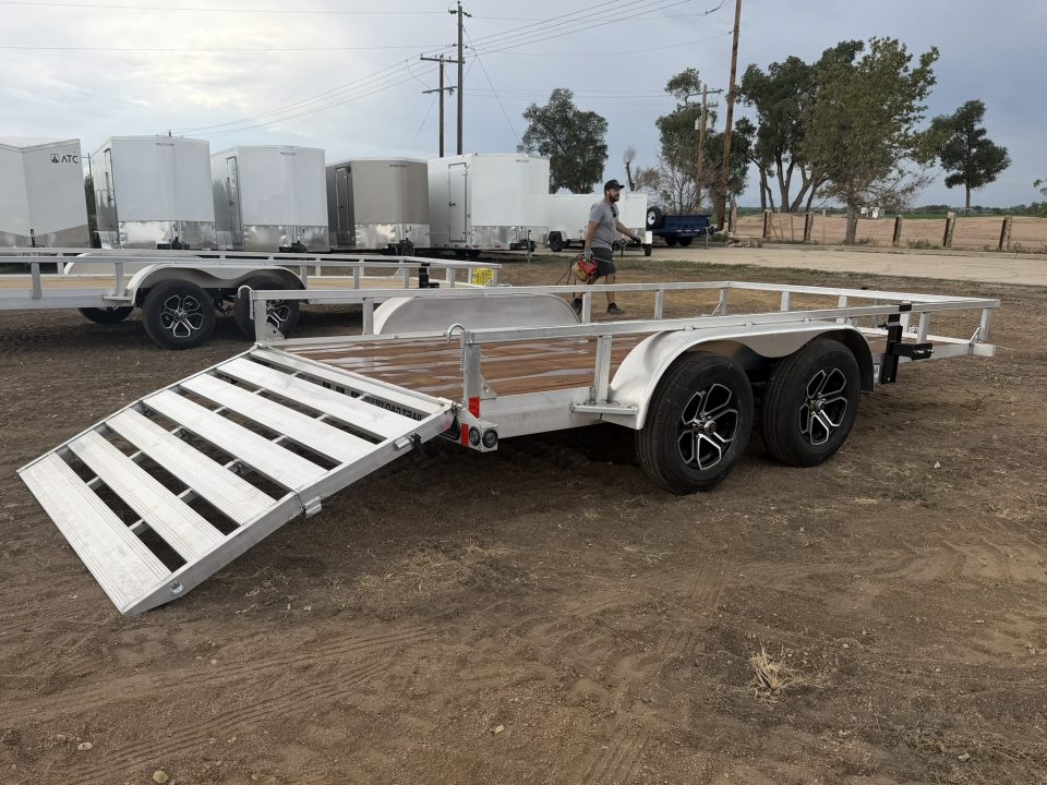New 2027 Load Trail 7-14 Tandem Axle Aluminum Ramp Gate Utility W/ Bi-Fold Gate 7K GVWR