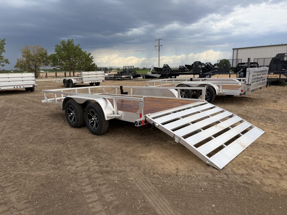 New 2027 Load Trail 7-14 Tandem Axle Aluminum Ramp Gate Utility W/ Bi-Fold Gate 7K GVWR