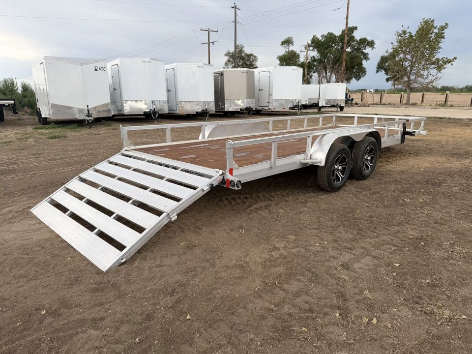 New 2027 Load Trail 7-20 Tandem Axle Aluminum Ramp Gate Utility W/ Bi-Fold Gate 7K GVWR(WEIGHT) Flatbed Trailer