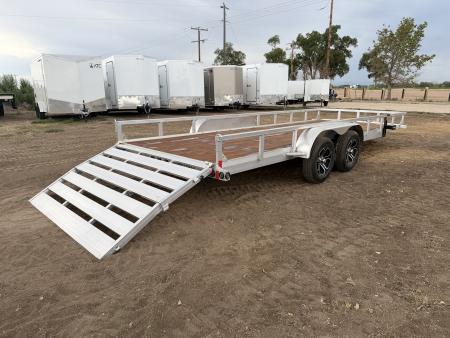 New 2027 Load Trail 7-20 Tandem Axle Aluminum Ramp Gate Utility W/ Bi-Fold Gate 7K GVWR(WEIGHT) Flatbed Trailer