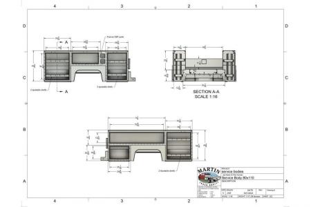 New Martin Truck Bodies Aluminum SSB Service Body SRW 60" CA Cab and Chassis SINGLE REAR WHEEL