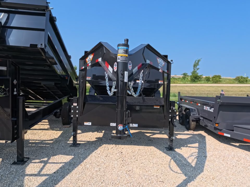 New 2027 H&H Trailers 83 x 14 Gooseneck Dump Trailer w/ Telescopic I-Beam Lift, 14K GVWR, Dock Legs and Tarp Kit