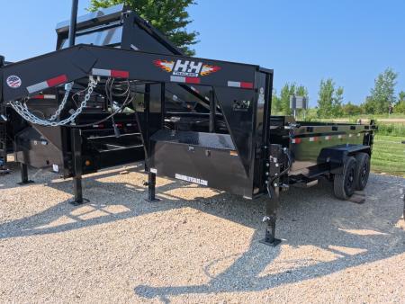 New 2027 H&H Trailers 83 x 14 Gooseneck Dump Trailer w/ Telescopic I-Beam Lift, 14K GVWR, Dock Legs and Tarp Kit