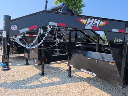New 2027 H&H Trailers 83 x 14 Gooseneck Dump Trailer w/ Telescopic I-Beam Lift, 14K GVWR, Dock Legs and Tarp Kit