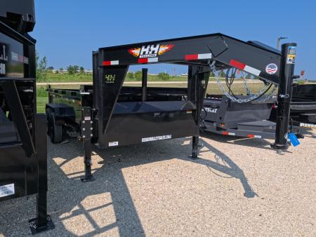 New 2027 H&H Trailers 83 x 14 Gooseneck Dump Trailer w/ Telescopic I-Beam Lift, 14K GVWR, Dock Legs and Tarp Kit