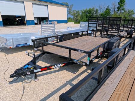 New 2026 H&H Trailers 82 x 14 Rail Side Utility with Tandem Axles, 7K GVWR, Spring Assist 4 Ft. Tall Ladder Style Gate