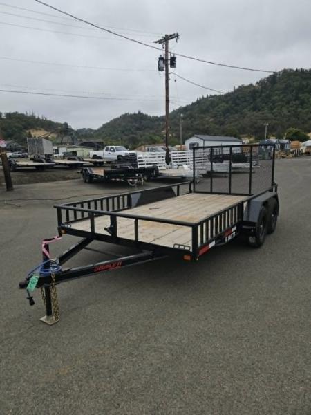 New ATV TRAILER 2027 Double A EUT77-14 UTILITY TRAILER 77 X14' SIDE RAMPS BRAKE 7000 GVWR