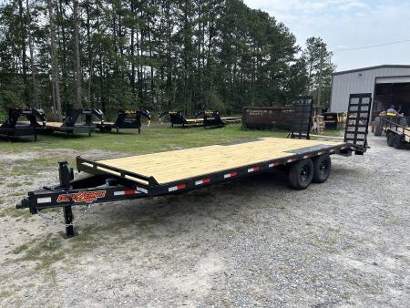 New 2026 Down 2 Earth 8x24 Deckover Trailer, 20ft Deck + 4ft Dovetail, with Stand-Up Ramps