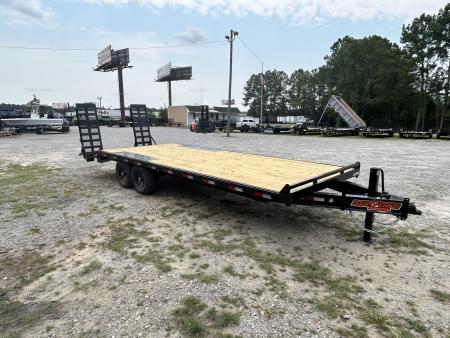 New 2026 Down 2 Earth 8x24 Deckover Trailer, 20ft Deck + 4ft Dovetail, with Stand-Up Ramps