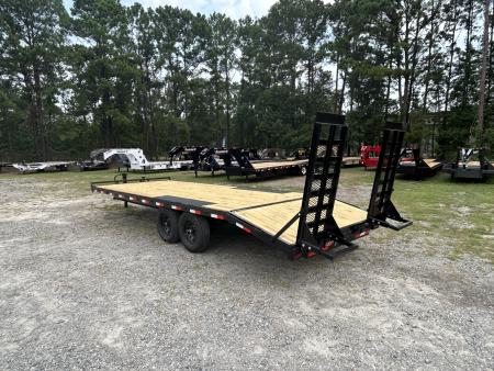 New 2026 Down 2 Earth 8x24 Deckover Trailer, 20ft Deck + 4ft Dovetail, with Stand-Up Ramps