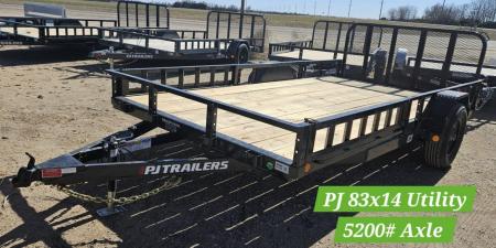New 2027 PJ Trailers 14' x 83 in. Single 5200# Axle Channel Utility Trailer
