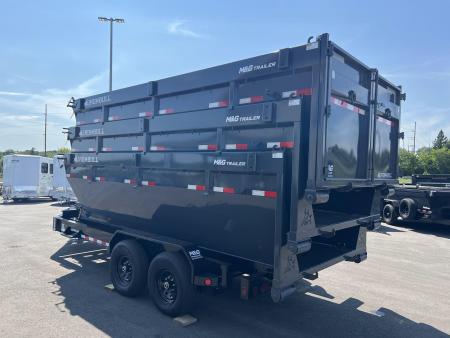 New DBB 83X16 14.9K BUMPER PULL ROLL OFF DUMP TRAILER w/ 3 BINS - BLACK