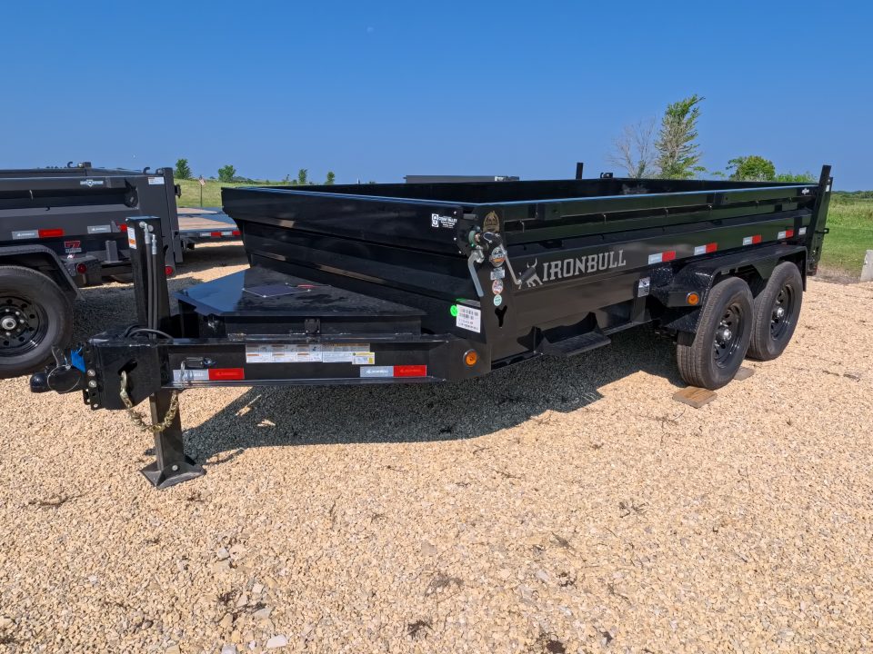New 2027 Iron Bull 83 x 14 DWB Legendary Reserve Dump Trailer with 14K GVWR, Hydraulic Jack, Dock Legs, Solar Charger, Spare Tire and More!