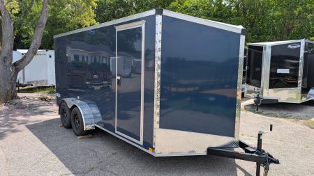 New 2026 Stealth 7 X 16 Cargo / Enclosed Trailer with RAMP DOOR and 6ft 6in interior Height Screwless - Light Lid Roof