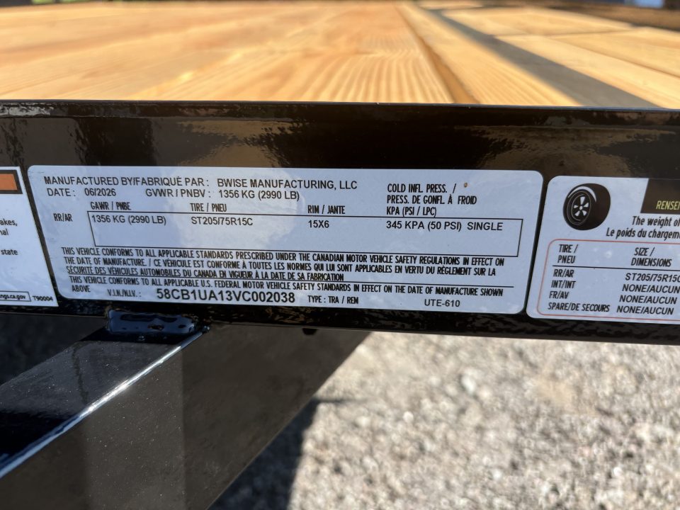 New 2027 BWISE 6x10 Angle Iron Utility Trailer