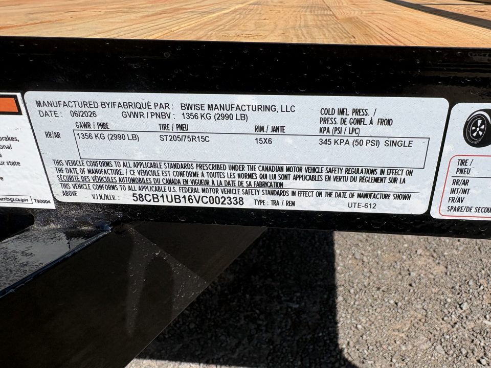 New 2027 BWISE 76x12 Angle Iron Utility Trailer