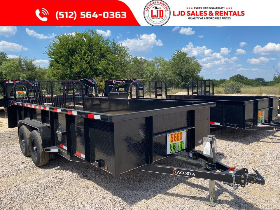 New 2026 Lacosta - 5200 LB Axles - Gate 83  x 16' Utility Trailer