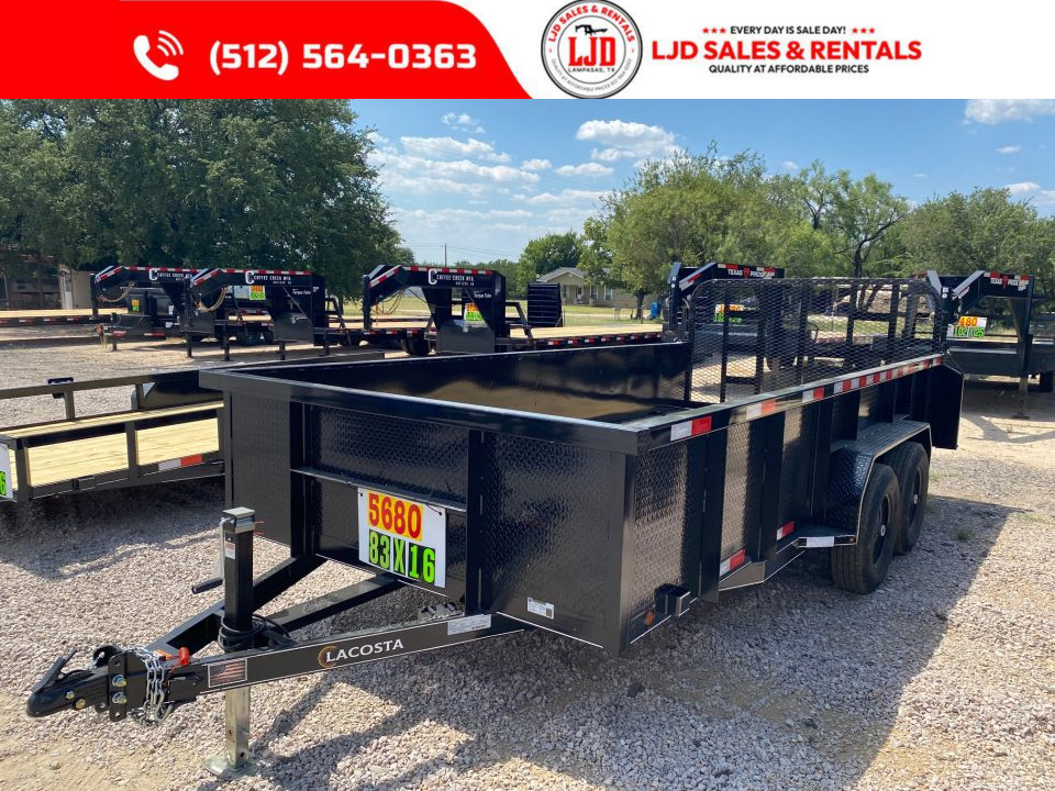 New 2026 Lacosta - 5200 LB Axles - Gate 83" x 16' Utility Trailer