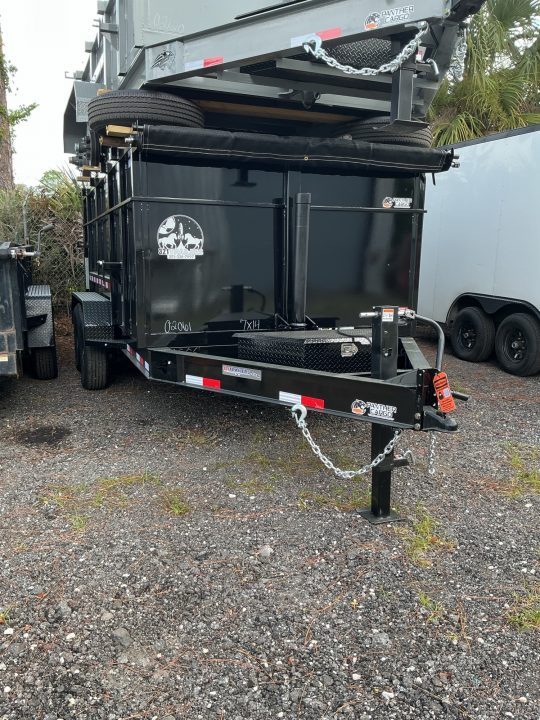 New 2026 Panther Cargo 7x14 Tandem Axle Dump Trailer – 7K GVWR | 4' Steel Sides | Black Dump Trailer