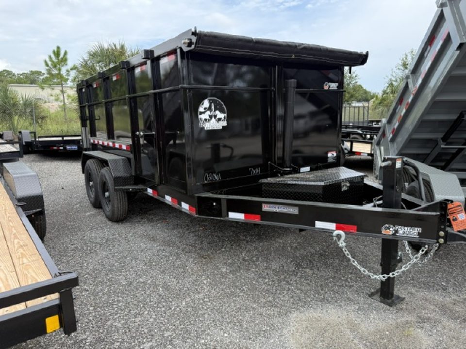 New 2026 Panther Cargo 7x14 Tandem Axle Dump Trailer – 7K GVWR | 4' Steel Sides | Black Dump Trailer