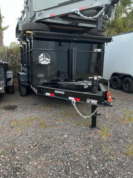 New 2026 Panther Cargo 7x14 Tandem Axle Dump Trailer – 7K GVWR | 4' Steel Sides | Black Dump Trailer