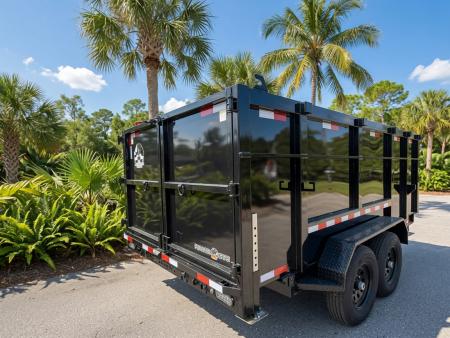 New 2026 Panther Cargo 7x14 Tandem Axle Dump Trailer – 7K GVWR | 4' Steel Sides | Black Dump Trailer