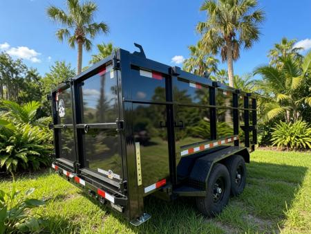 New 2026 Panther Cargo 7x14 Tandem Axle Dump Trailer – 7K GVWR | 4' Steel Sides | Black Dump Trailer