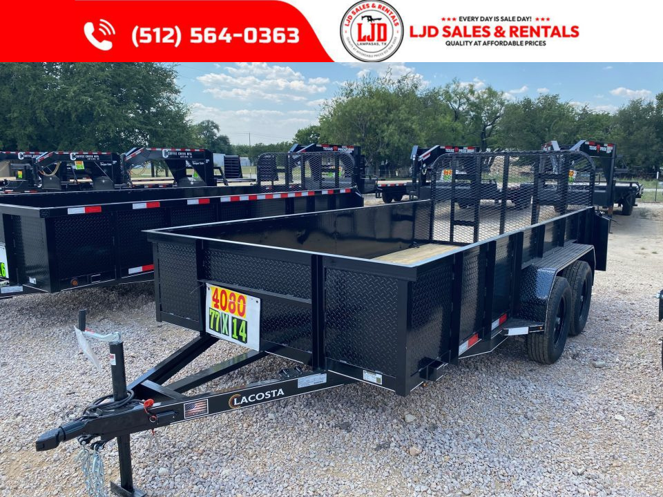 New 2026 Lacosta - Spring Gate - 77" x 14' - 2' Walls - Utility Trailer