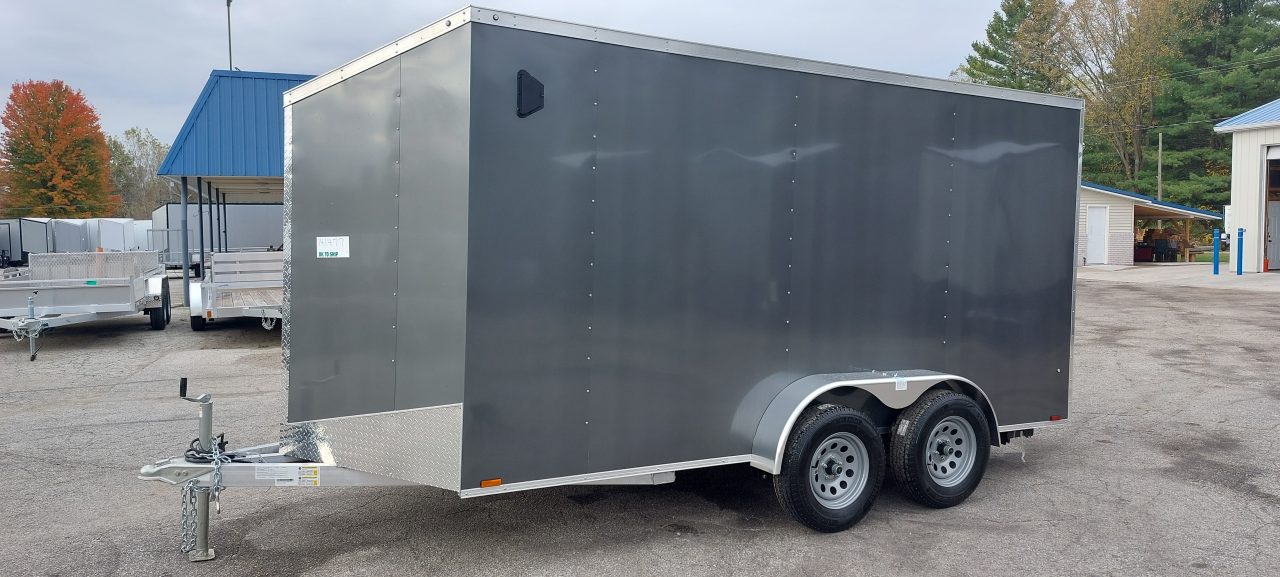 New 7 X 14 LIGHTNING ECO MODEL CARGO ENCLOSED ALL ALUMINUM REAR RAMP DOOR 2026