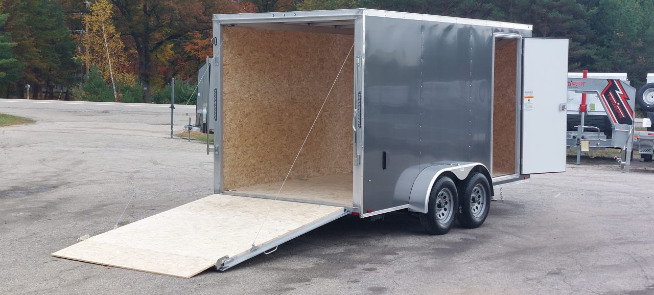 New 7 X 14 LIGHTNING ECO MODEL CARGO ENCLOSED ALL ALUMINUM REAR RAMP DOOR 2026