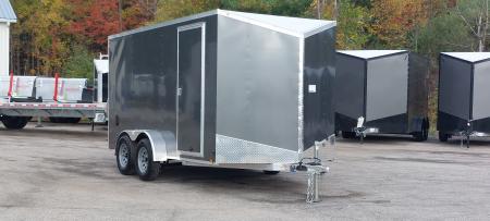 New 7 X 14 LIGHTNING ECO MODEL CARGO ENCLOSED ALL ALUMINUM REAR RAMP DOOR 2026