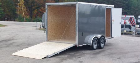New 7 X 14 LIGHTNING ECO MODEL CARGO ENCLOSED ALL ALUMINUM REAR RAMP DOOR 2026
