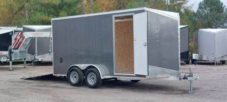 New 7 X 14 LIGHTNING ECO MODEL CARGO ENCLOSED ALL ALUMINUM REAR RAMP DOOR 2026