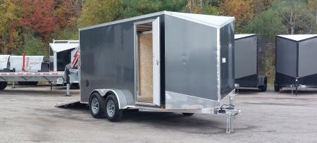 New 7 X 14 LIGHTNING ECO MODEL CARGO ENCLOSED ALL ALUMINUM REAR RAMP DOOR 2026