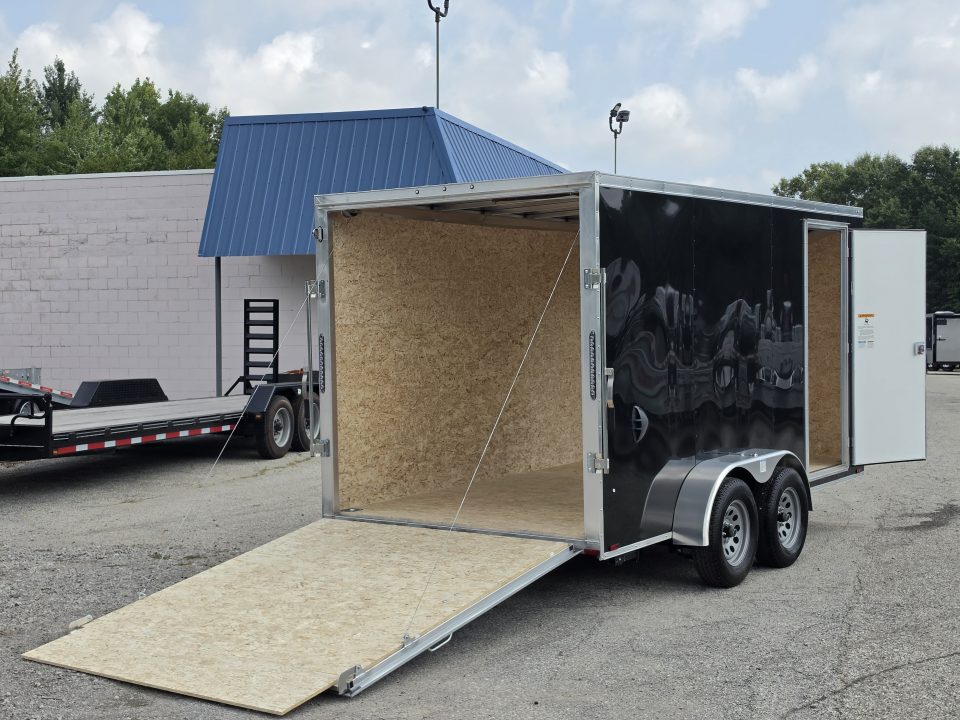 New 7 X 14 LIGHTNING ECO MODEL CARGO ENCLOSED ALL ALUMINUM REAR RAMP DOOR 2026