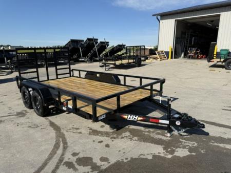 New 2026 H&H Black 82 x14' 7k Rail Side Utility Trailer