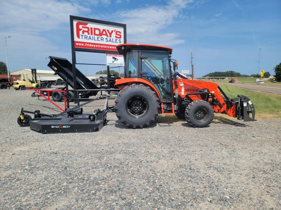 New 2026 Bad Boy 5055CS Tractor Shuttle Shift / 6' HD Rotary Cutter / 7' Grapple / 25' Top Hat Deckover Gooseneck